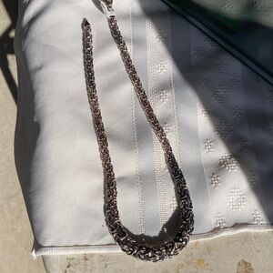 Elegant 925 Byzantine Silver Chain Necklace